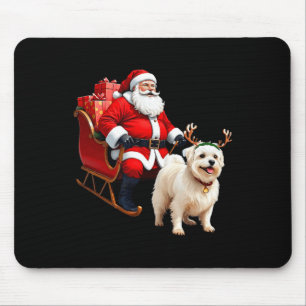Animal Dog Lover Santa Sleigh Maltese Reindeer Chr Mouse Mat