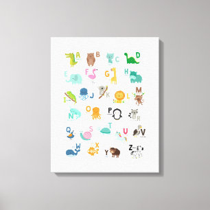 Animal Doodle Alphabet Canvas Print