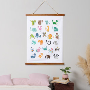 Animal Doodle Alphabet Hanging Tapestry