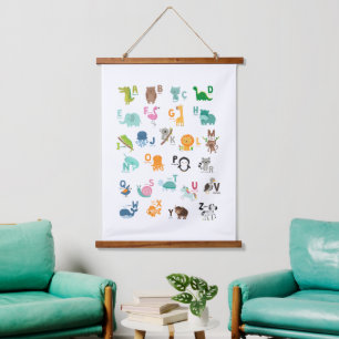 Animal Doodle Alphabet Hanging Tapestry