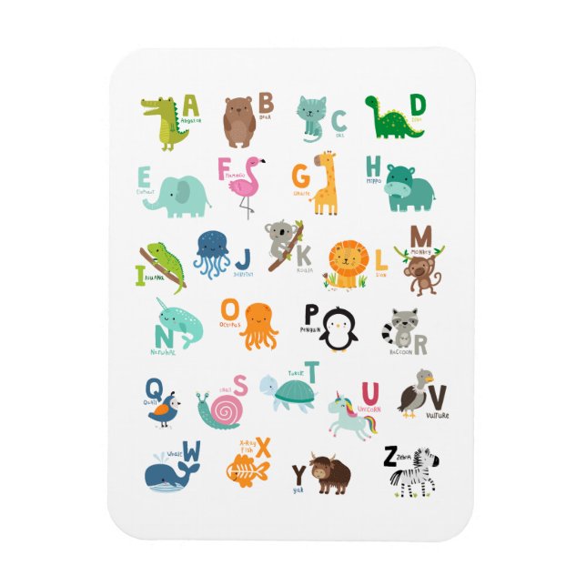 Animal Doodle Alphabet Magnet (Vertical)