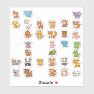 Animal doodles Cartoon Sticker Pack