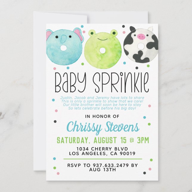 Animal Doughnut Baby Sprinkle Shower Invitation (Front)