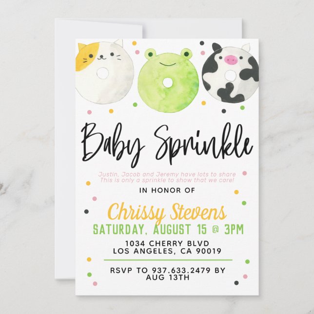 Animal Doughnut Baby Sprinkle Shower Invitation (Front)