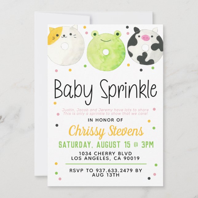 Animal Doughnut Baby Sprinkle Shower Invitation (Front)