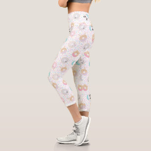 Animal Doughnuts And Sprinkles Cute Capri Leggings