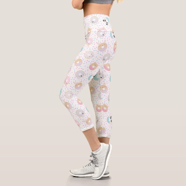 Animal Doughnuts And Sprinkles Cute Capri Leggings (Left)