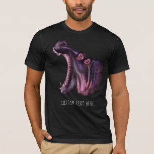 Animal Drawing Collection Big Hippo Add Your Text T-Shirt