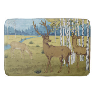 Animal Elegant Deer Art Nouveau Wildlife Bath Mat