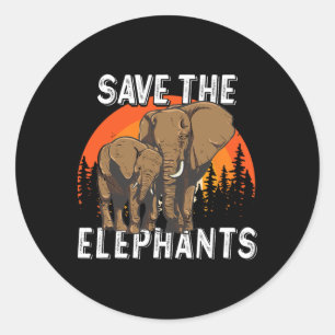 Animal Elephant Earth Day Save The Elephants Classic Round Sticker