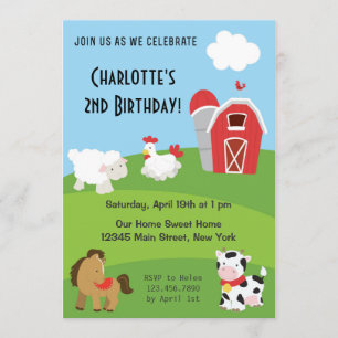 Animal Farm Birthday Invitation Colourful