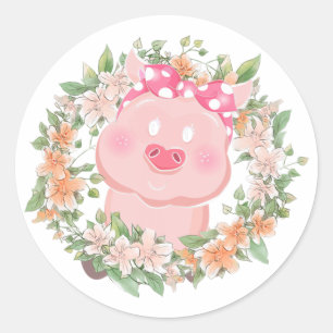 Animal Farmer Farm Gift Idea Women Girls Flower Cr Classic Round Sticker