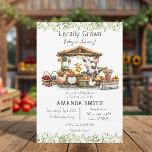 Animal Farmers Market Locally Grown Baby Shower  Invitation