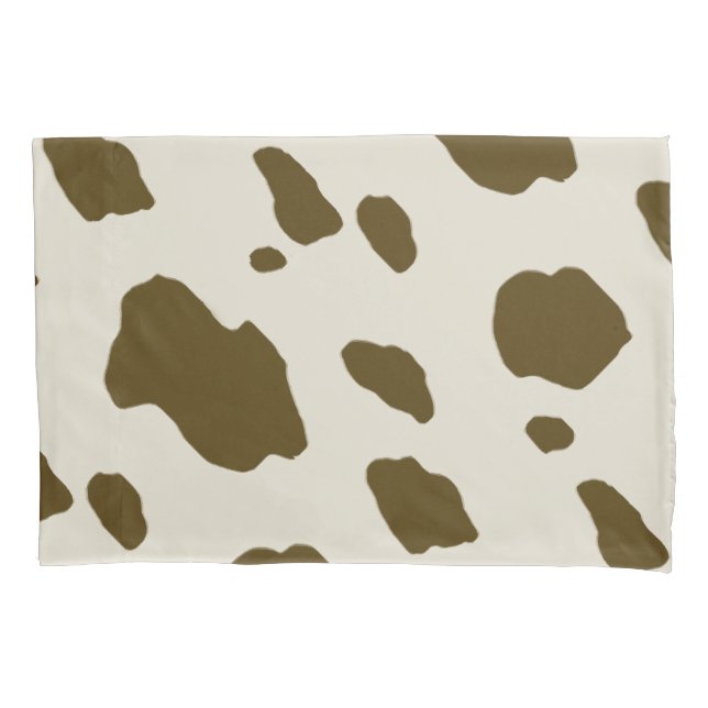 Animal Faux Skin Print Brown Cow Spots Pillowcase (Front)