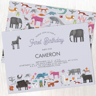 Animal First Birthday Invitation