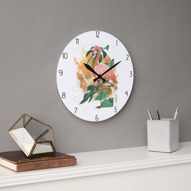 animal flamingo   large clock (Office)