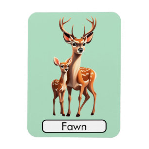 Animal Flashcard Deer/ Fawn, Flexible Photo Magnet