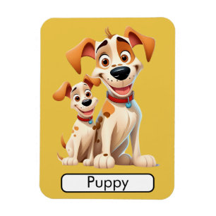 Animal Flashcard Dog/ Puppy, kids, Learning Magnet