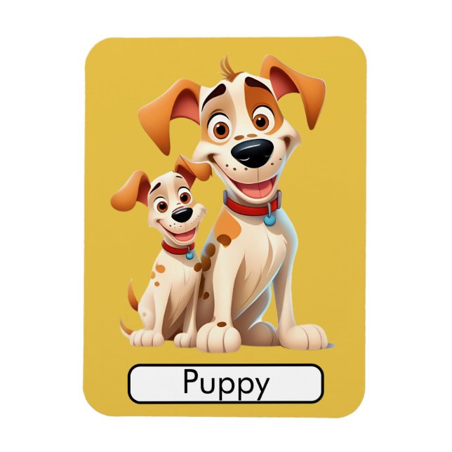 Animal Flashcard Dog/ Puppy, kids, Learning Magnet (Vertical)