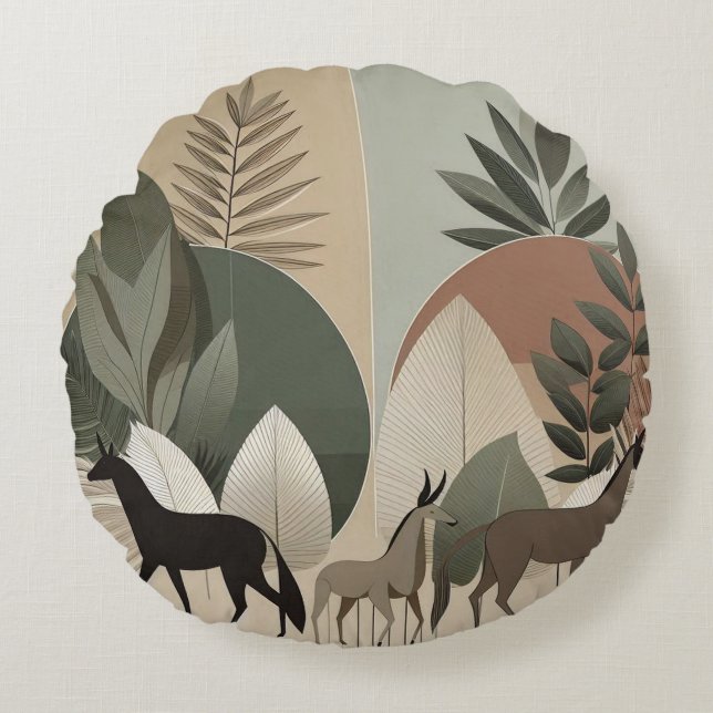 Animal Flat Art - Round Pillow (Front)