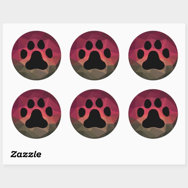 Animal footprint, cat/dog paw  classic round sticker (Sheet)