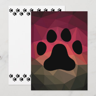 Animal footprint, cat/dog paw thank you card