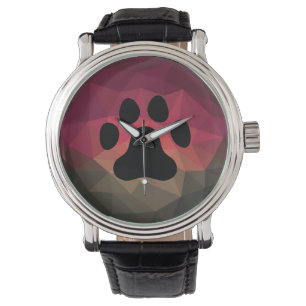 Animal footprint, pet paw, geometric design watch