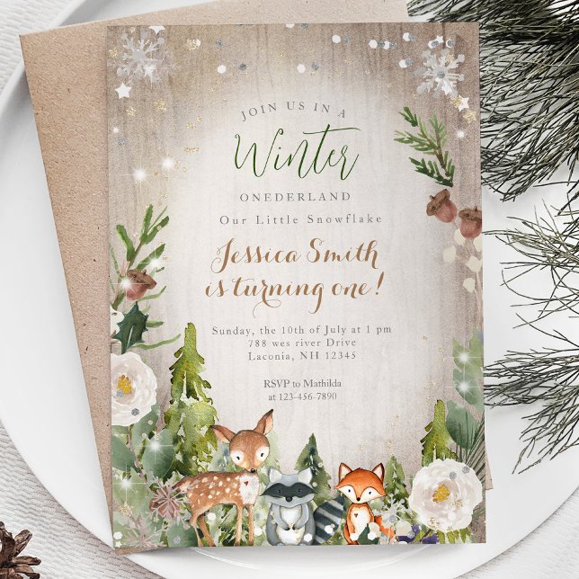 Animal Forest Rustic Onederland 1st birthday Invitation (Creator Uploaded)