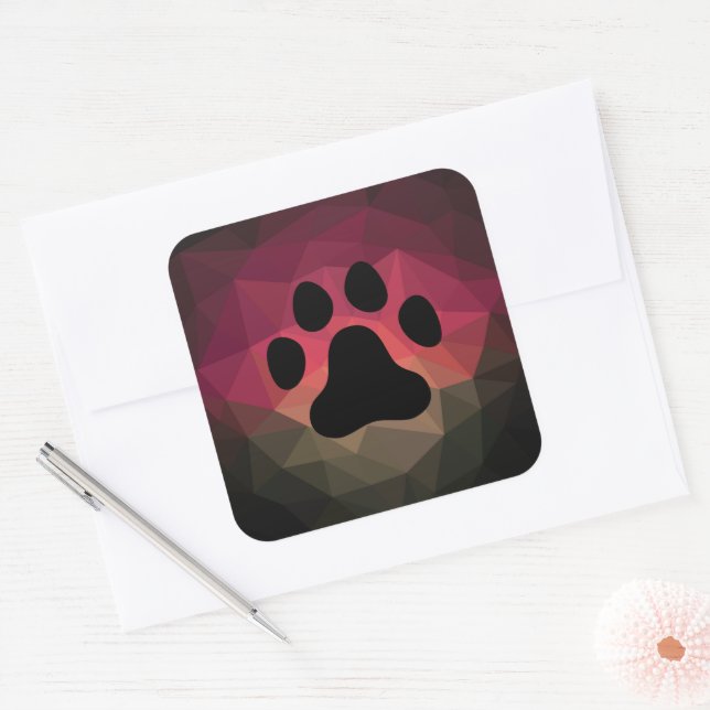 Animal friendly design, dog/cat paw, pet footprint square sticker (Envelope)