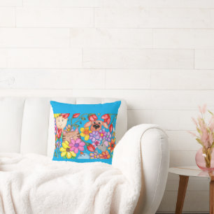 Animal Friends Among the Flowers Cushion