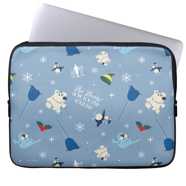 Animal Friends "Bye Buddy" Winter Pattern Laptop Sleeve (Front)