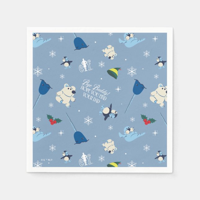Animal Friends "Bye Buddy" Winter Pattern Napkin (Front)