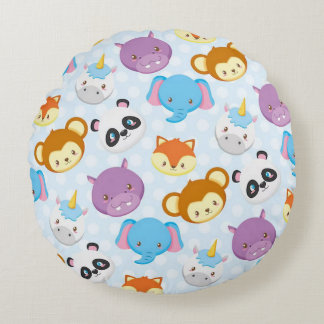 Animal Friends Round Pillow