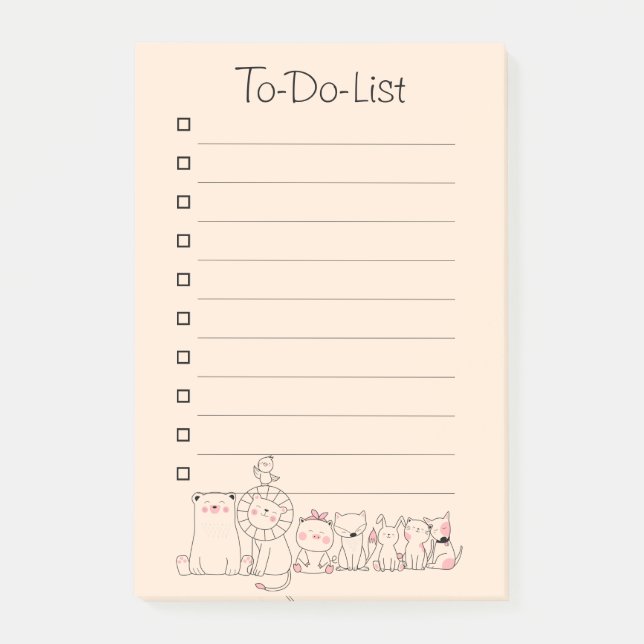 Animal friends To Do List Post-it Notes (Front)