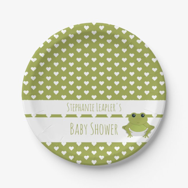 Animal Frog Baby Shower Paper Plate (Front)