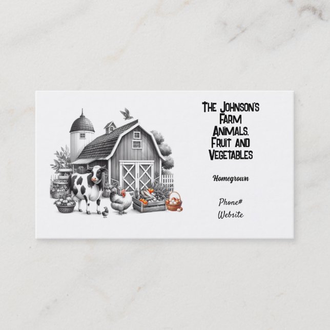Animal Fruit and Veggie Farm Business Card (Front)