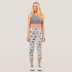 Animal Fun: Cats Dogs Doodle Mix Capri Leggings