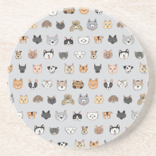 Animal Fun: Cats Dogs Doodle Mix Coaster