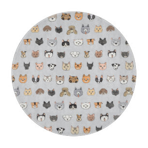 Animal Fun: Cats Dogs Doodle Mix Cutting Board