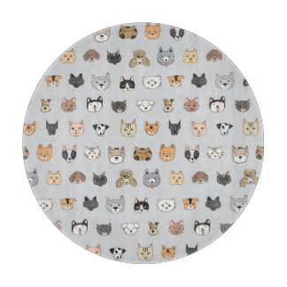 Animal Fun: Cats Dogs Doodle Mix Cutting Board