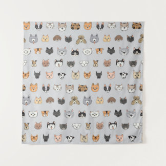 Animal Fun: Cats Dogs Doodle Mix Tapestry