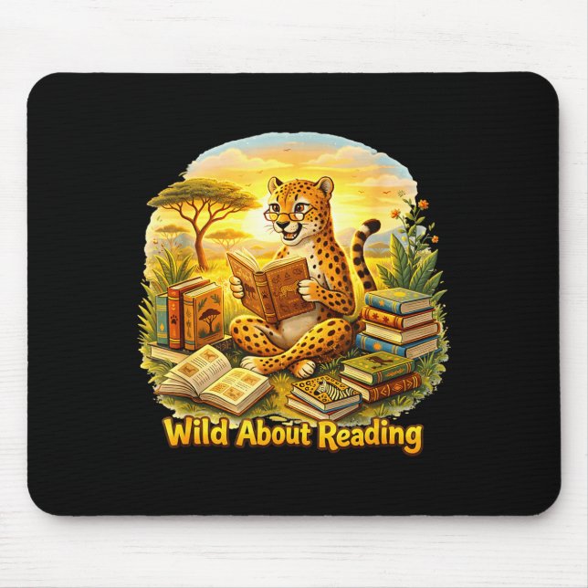 Animal funny wild ab0ut reading cheetah read book  mouse mat (Front)
