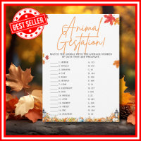 ANIMAL GESTATION Baby Shower Game LITTLE PUMPKIN