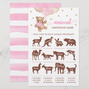 Animal Gestation Game Baby Shower Teddy Bear 