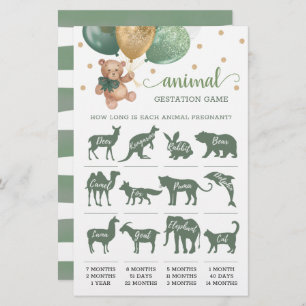 Animal Gestation Game Sage Green Teddy Bear