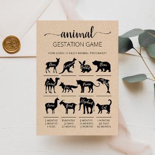 Animal Gestation with Answers Baby Shower Card