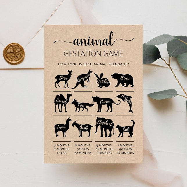 Animal Gestation with Answers Baby Shower Card (Creator Uploaded)