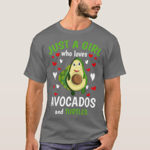 Animal Girls Avocado Lover Cute Turtle T-Shirt