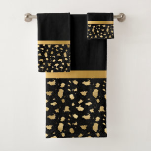 ANIMAL GOLD BLACK BATHROOM TOWEL SET