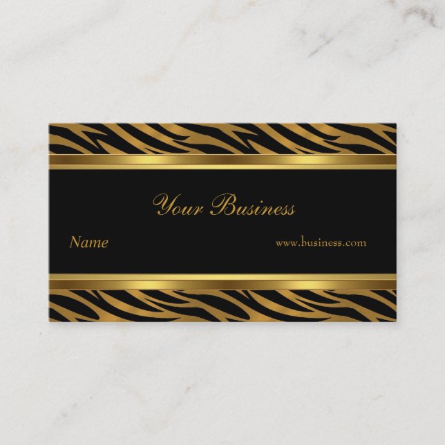 Animal Gold Black Stripe Elegant Classy 2 Business Card (Front)